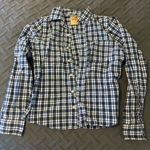 Hollister Kids Navy Checkered Button-Down Shirt